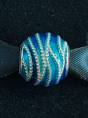 Authentic Pandora Blue Swirls Charm 797012ENMX Retired Enamel